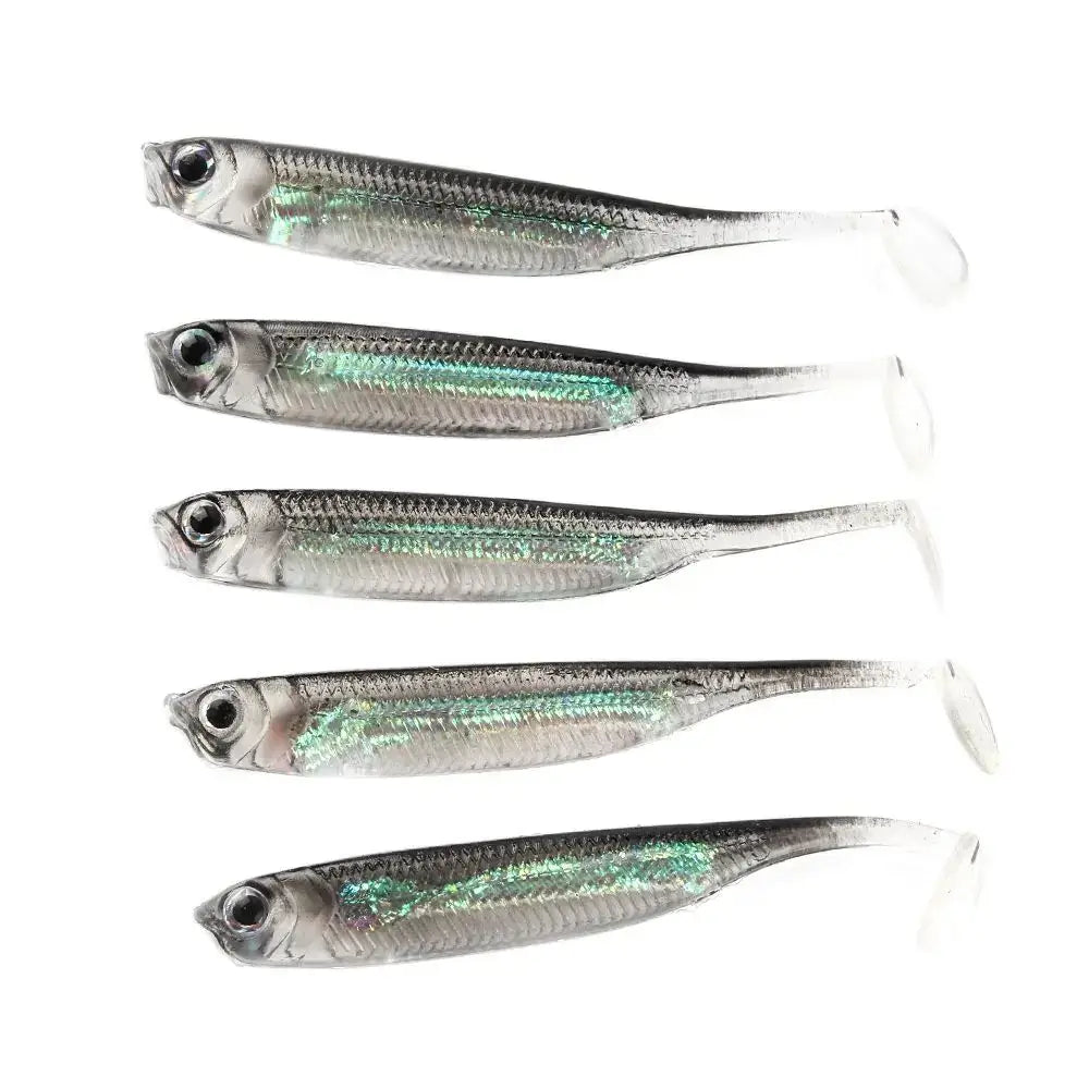 5-Pack Soft Fishing Lures with Tail Style Options