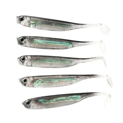 5-Pack Soft Fishing Lures with Tail Style Options