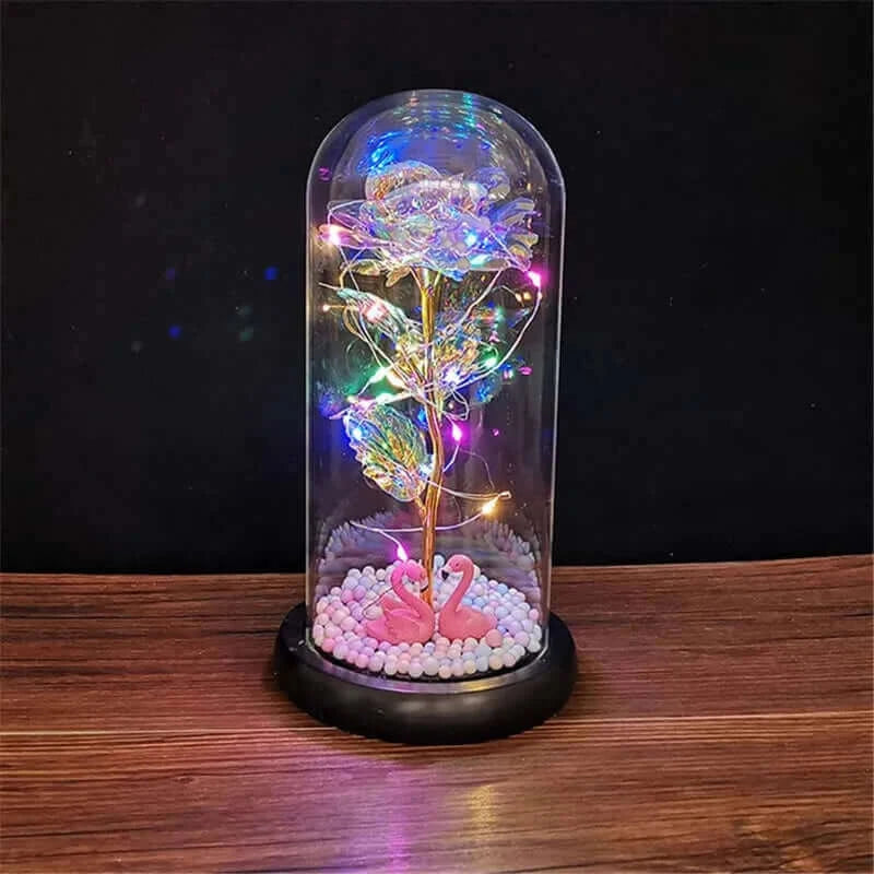 Valentines Day Gift for Girlfriend Eternal Rose LED Light Foil Flower In Glass Cover Mothers Day Wedding favors Bridesmaid Gift