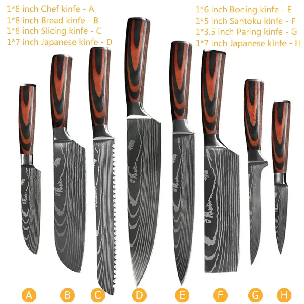 Chef Knife Set: 1-10 Pcs Japanese Damascus Knives