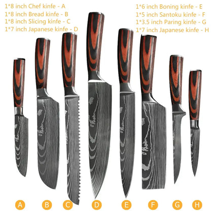 Chef Knife Set: 1-10 Pcs Japanese Damascus Knives