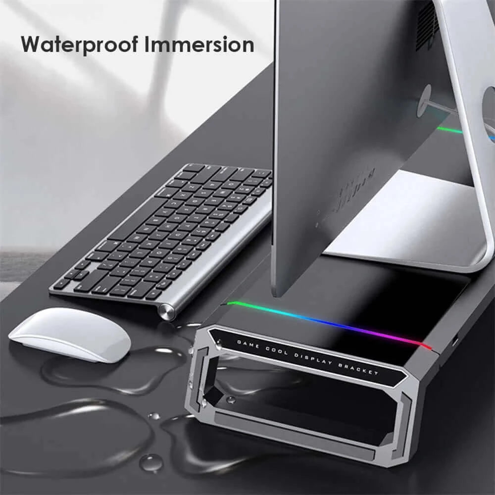 RGB Monitor Stand 4 USB Charging Desk Organizer Bracket Computer