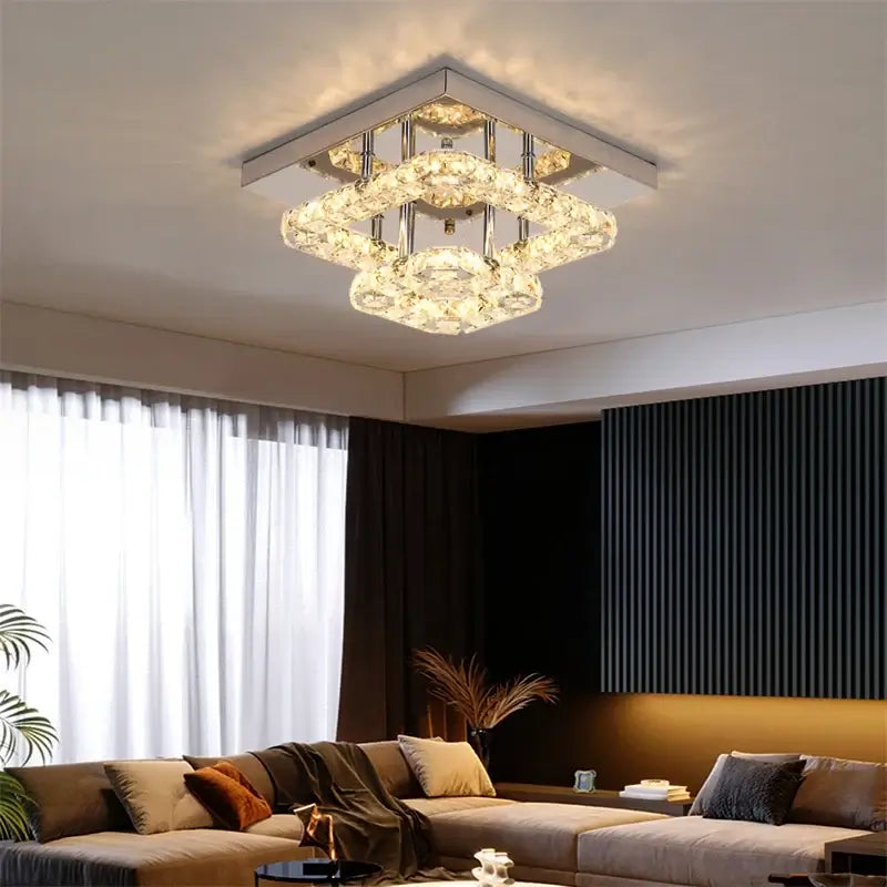 Modern Crystal LED Flush-Mount Ceiling Light