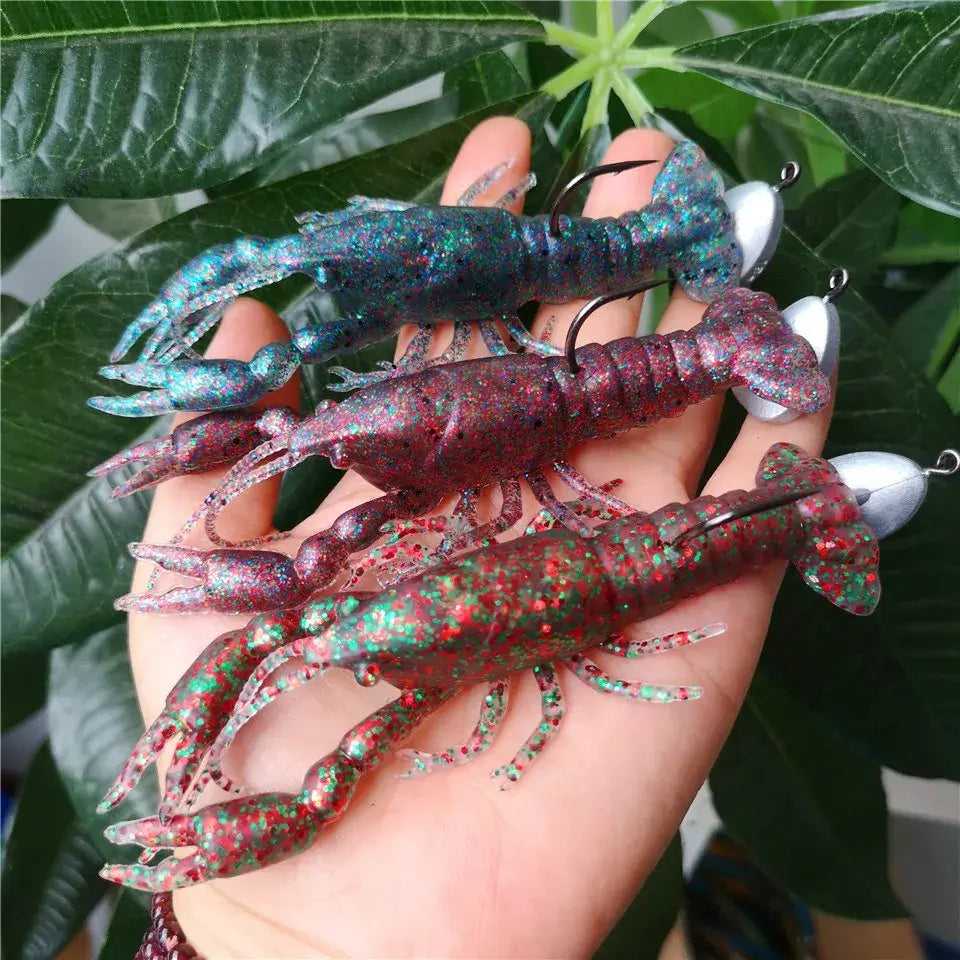 SWOLFY 3PCS/LOT Fishing Bait 12cm Marine Soft Crayfish Lobster.