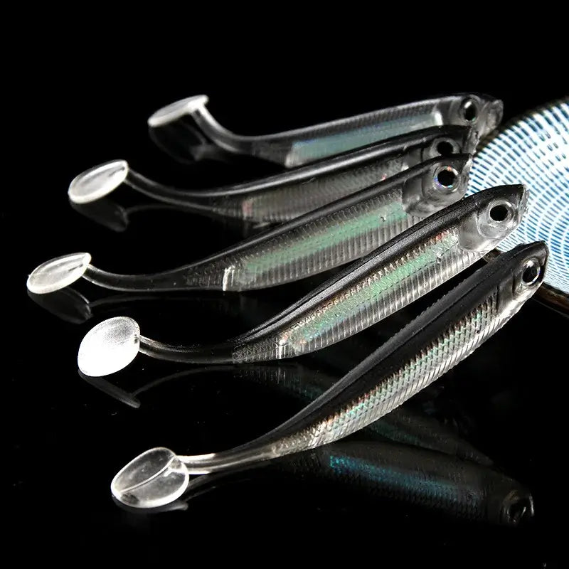 5-Pack Soft Fishing Lures with Tail Style Options