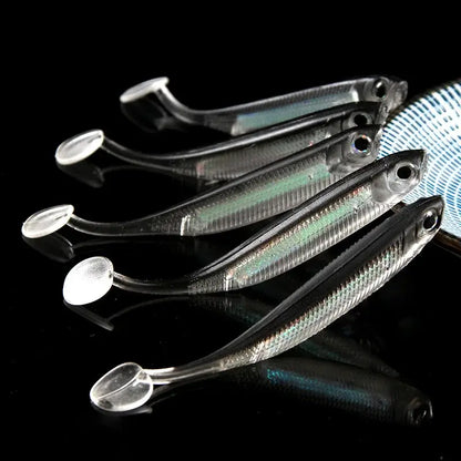 5-Pack Soft Fishing Lures with Tail Style Options