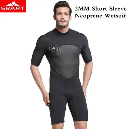 SBART 2mm Neoprene Wetsuit Swimwear Men Short Sleeve Patchwork