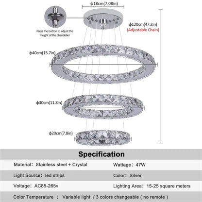 VETRULUS Crystal LED Chandelier with Selectable Size &amp; Controls