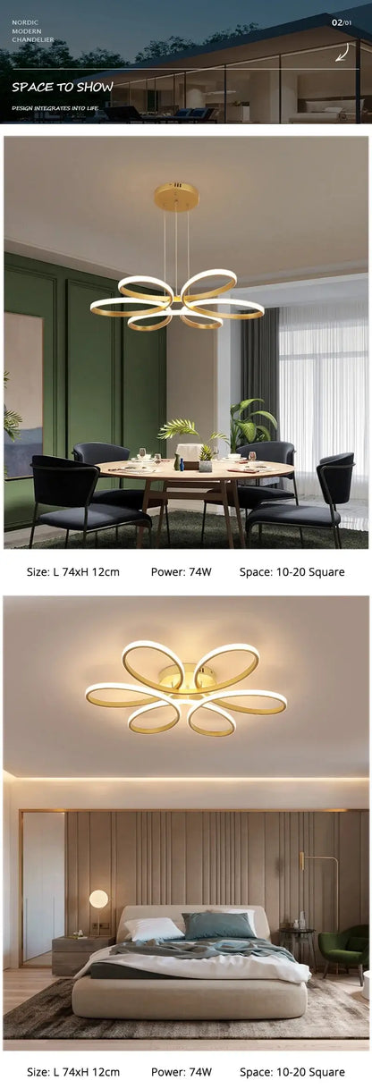 VETRULUS Flower LED Ceiling Light, 58 cm, Style A or B