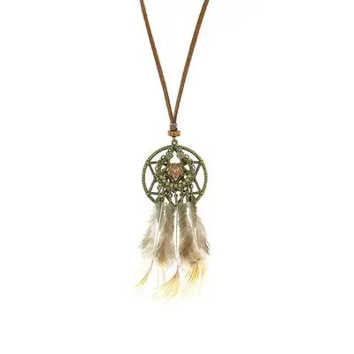 bohemian feather dreamcatcher necklace