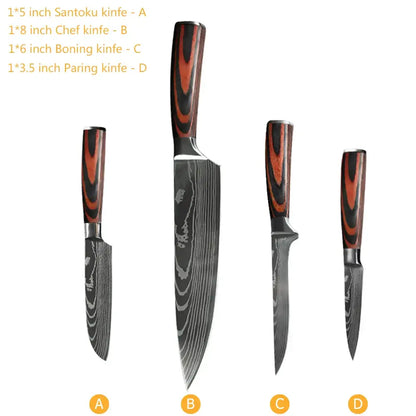 Chef Knife Set: 1-10 Pcs Japanese Damascus Knives
