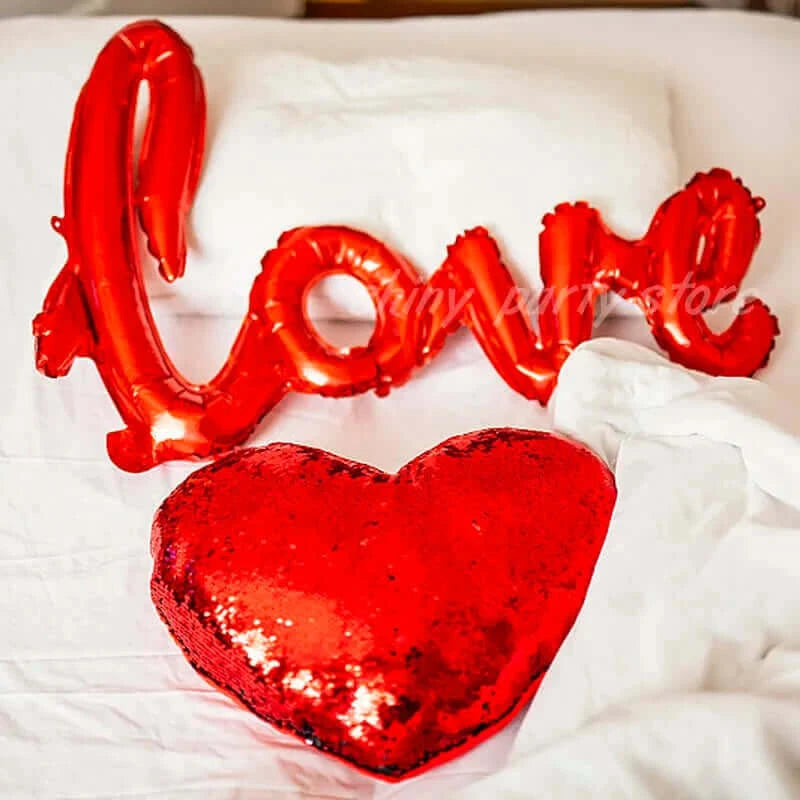Red Love Letter Foil Balloon Pink Silver Gold Ballon Anniversary Wedding Valentines Birthday Party Decoration Photo Props Decor