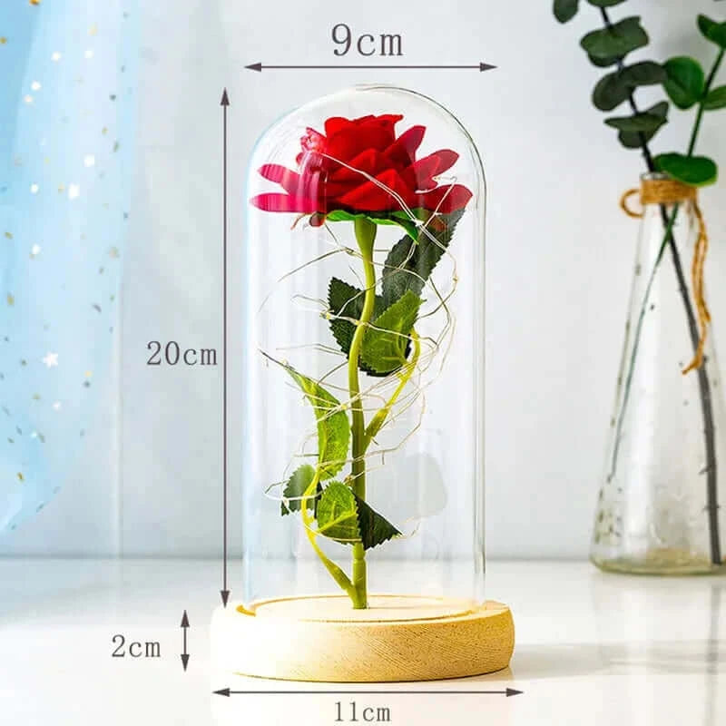 Valentines Day Gift for Girlfriend Eternal Rose LED Light Foil Flower In Glass Cover Mothers Day Wedding favors Bridesmaid Gift.