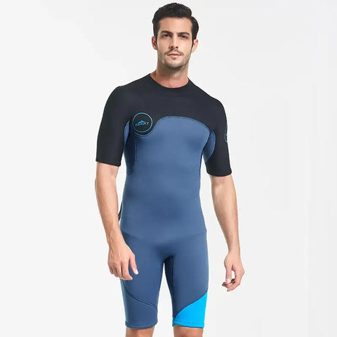 SBART 2mm Neoprene Wetsuit Swimwear Men Short Sleeve Patchwork.