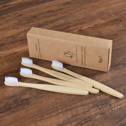 Bamboo World Adult Bamboo Toothbrushes - Set of 10