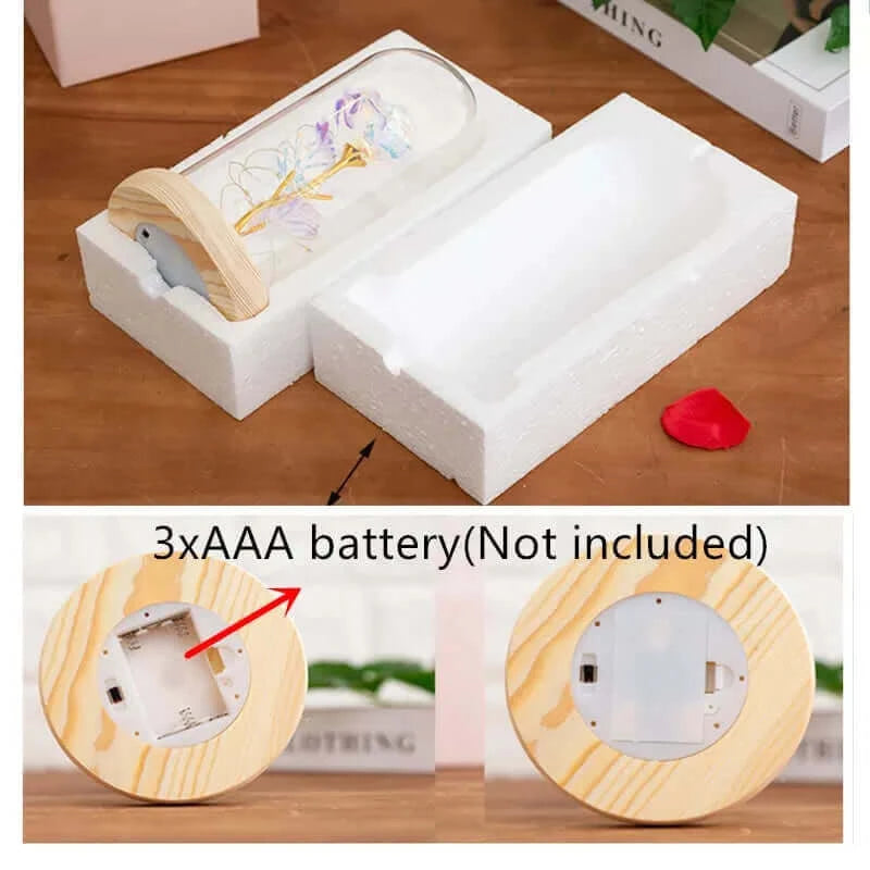 Valentines Day Gift for Girlfriend Eternal Rose LED Light Foil Flower In Glass Cover Mothers Day Wedding favors Bridesmaid Gift