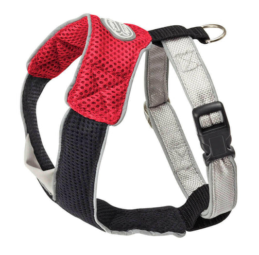 Doggles V Mesh Dog Harness, Red/Black, Medium.