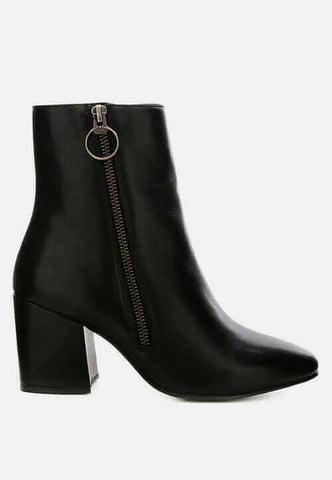 helen block heel leather boots.