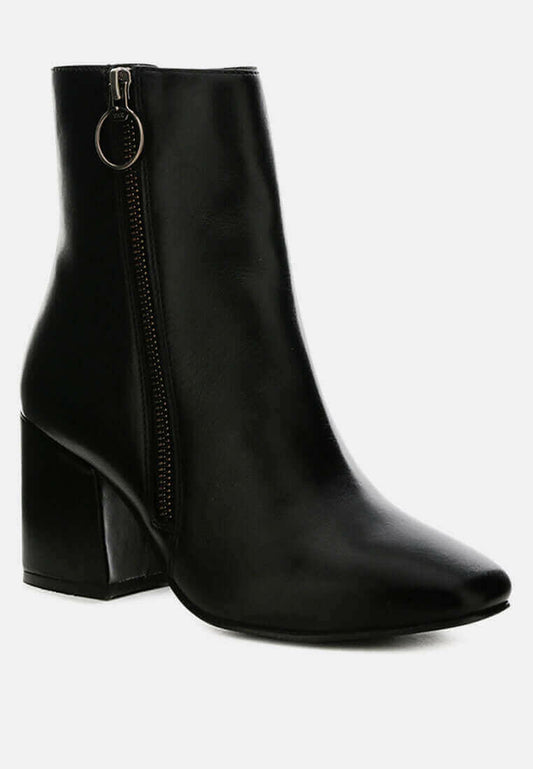 helen block heel leather boots.