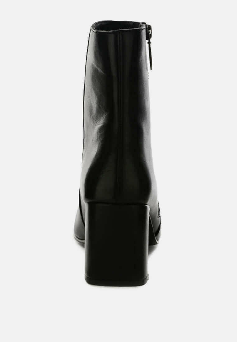 helen block heel leather boots.