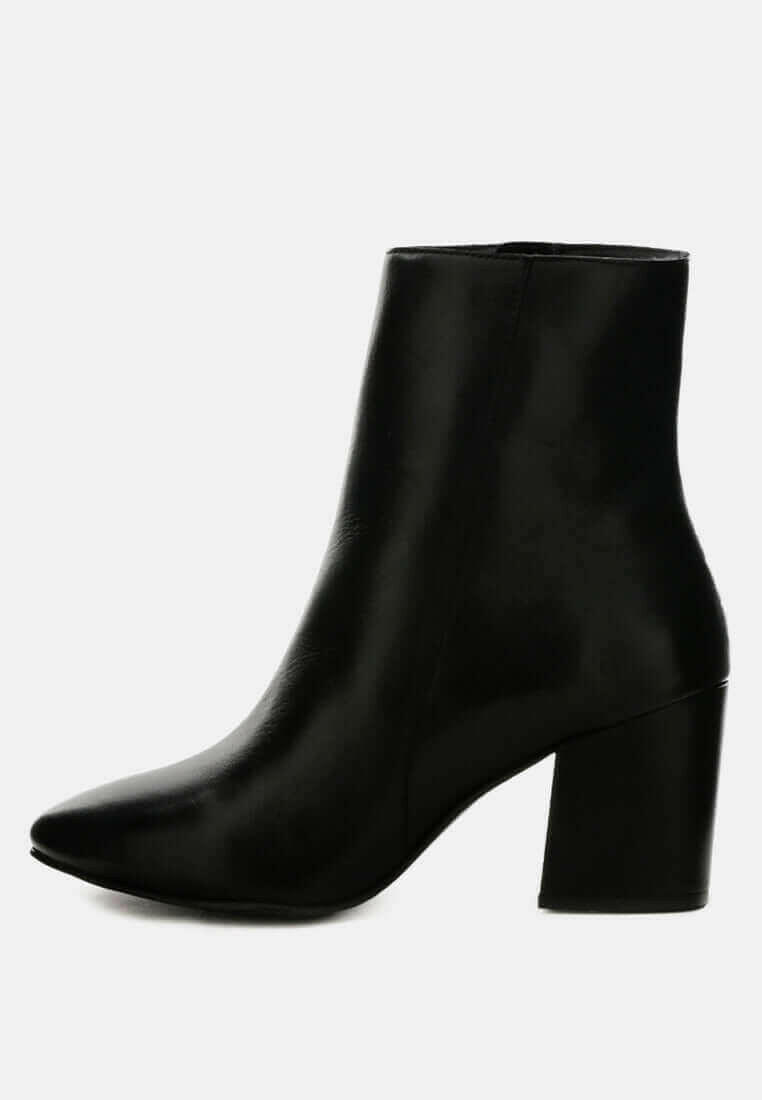 helen block heel leather boots.