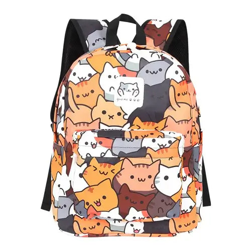 Neko Atsume Cat Backyard Intensive Anime Boys Girls Book Bag School.