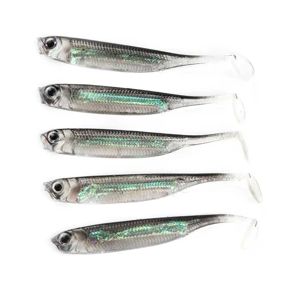 5-Pack Soft Fishing Lures with Tail Style Options