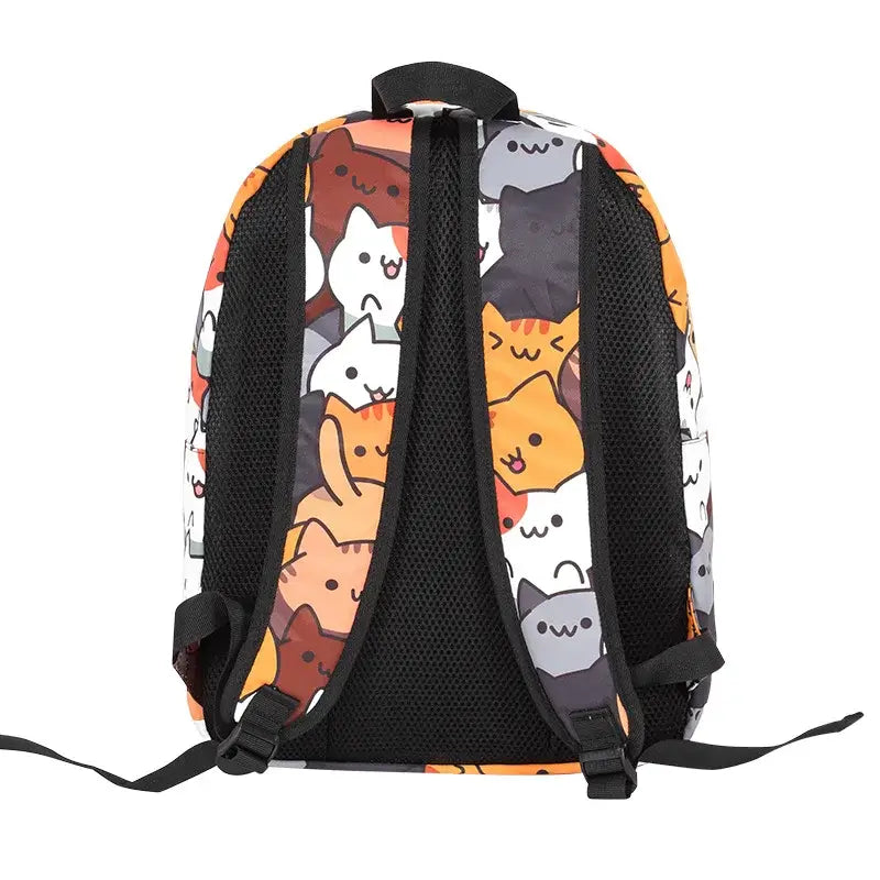 Neko Atsume Cat Backyard Intensive Anime Boys Girls Book Bag School.