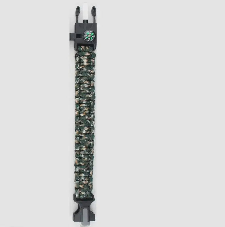 4 in 1 Emergency Survival Bracelet For Men Outdoor Rescue Parachute Cord Wristband Whistle Compass Paracord NO Flintstones