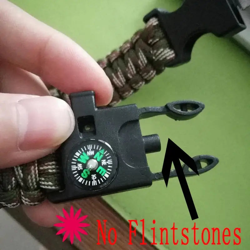 4 in 1 Emergency Survival Bracelet For Men Outdoor Rescue Parachute Cord Wristband Whistle Compass Paracord NO Flintstones