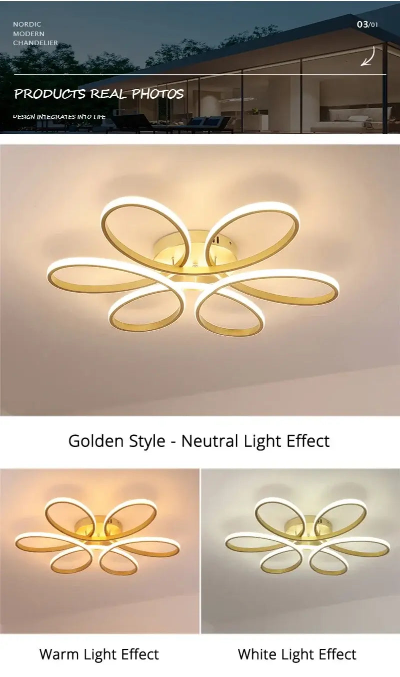 VETRULUS Flower LED Ceiling Light, 58 cm, Style A or B