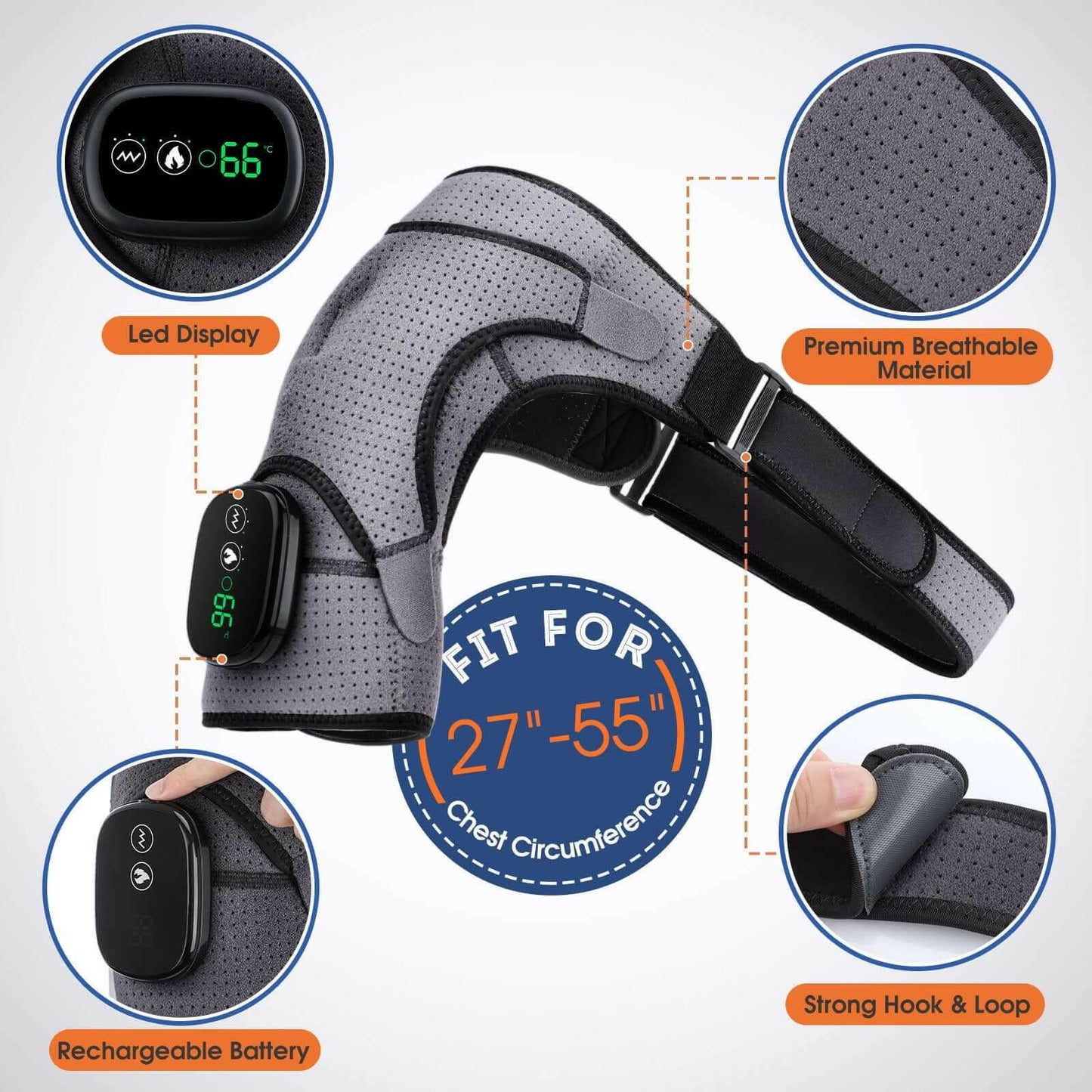 Heating Massage Shoulder Brace Support Arthritis Injury.