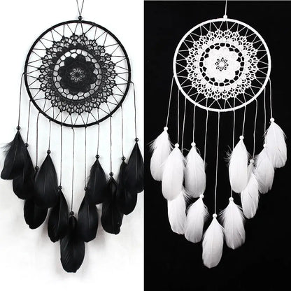 black white dream catcher wall decor