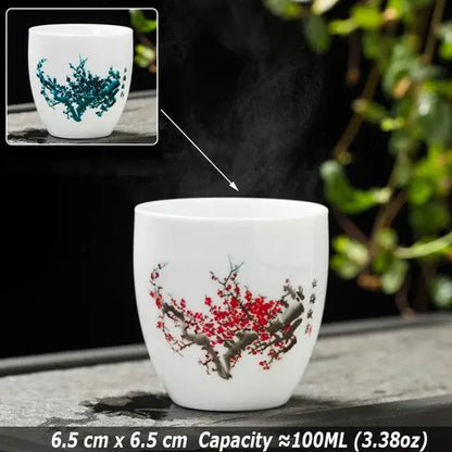Creative Japanese Magic Sakura Teacup Hot Cold Temperature Discoloration Color Changing Tea Cup Flower Ceramic Kung Fu Tea Set