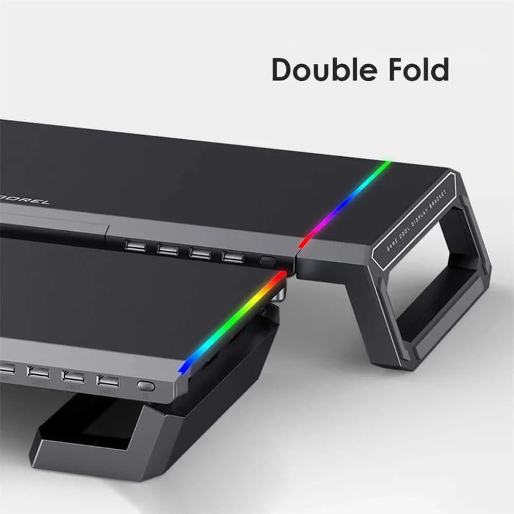 RGB Monitor Stand 4 USB Charging Desk Organizer Bracket Computer