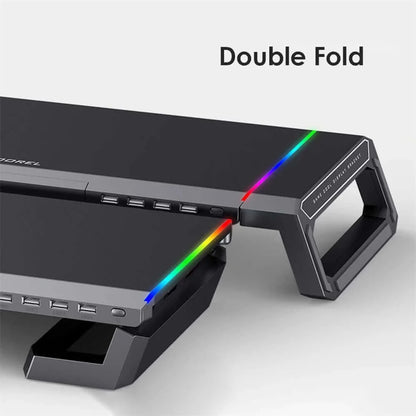 RGB Monitor Stand 4 USB Charging Desk Organizer Bracket Computer.