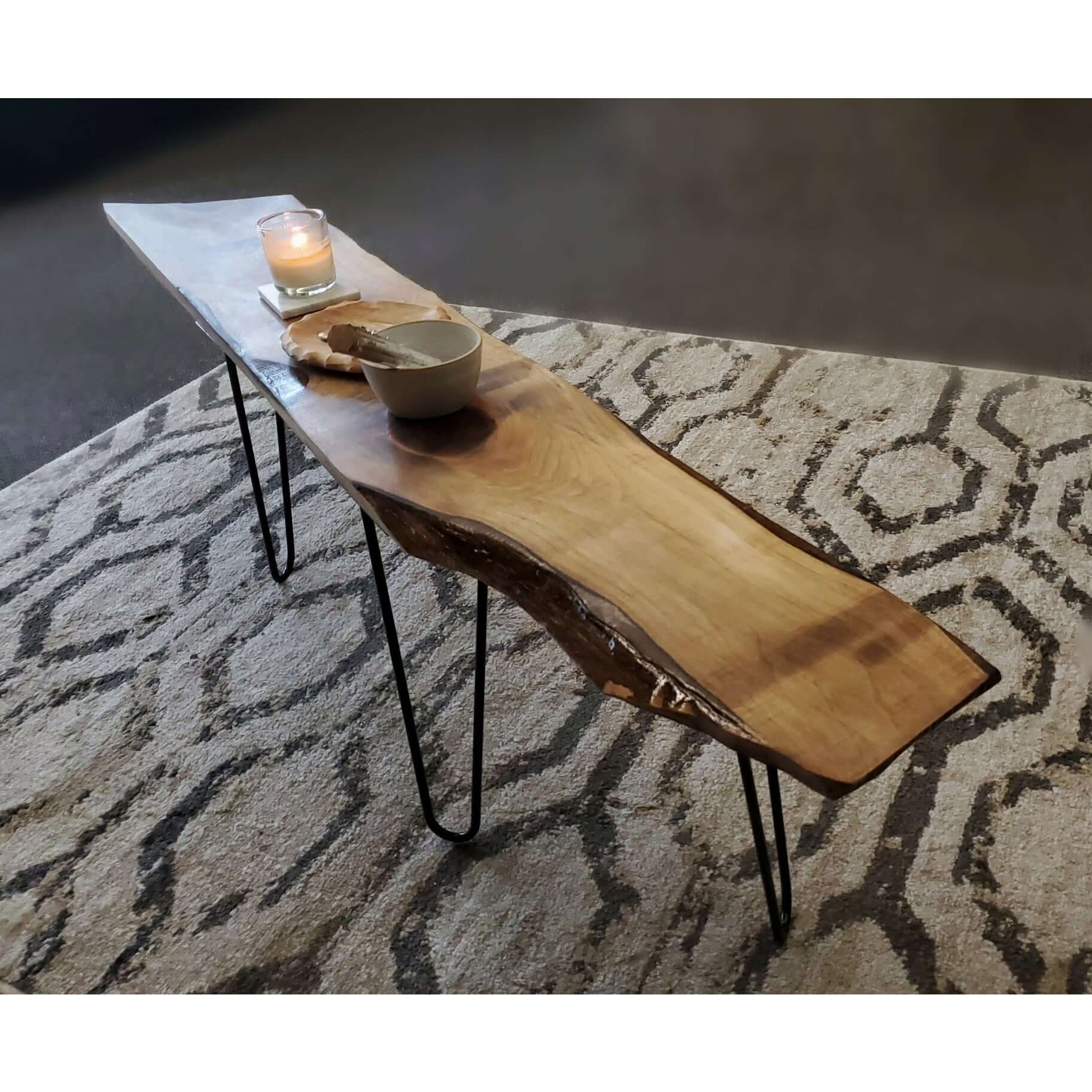 Live Edge Coffee Table with Hairpin Legs