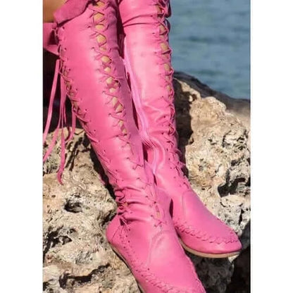 High Quality New PU Boots For Women Sexy Lace-up Over The Knee Boots.