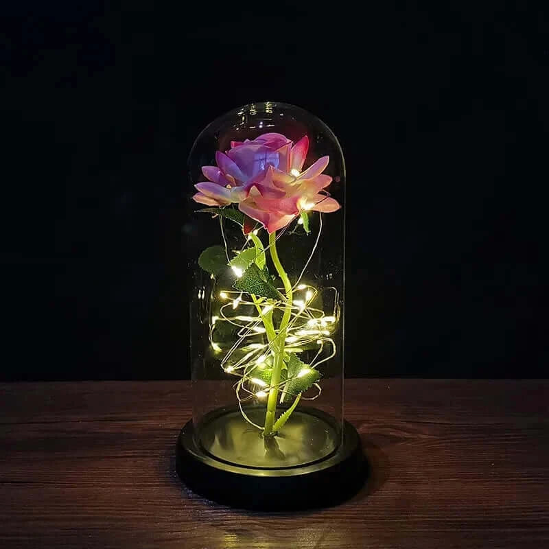 Valentines Day Gift for Girlfriend Eternal Rose LED Light Foil Flower In Glass Cover Mothers Day Wedding favors Bridesmaid Gift