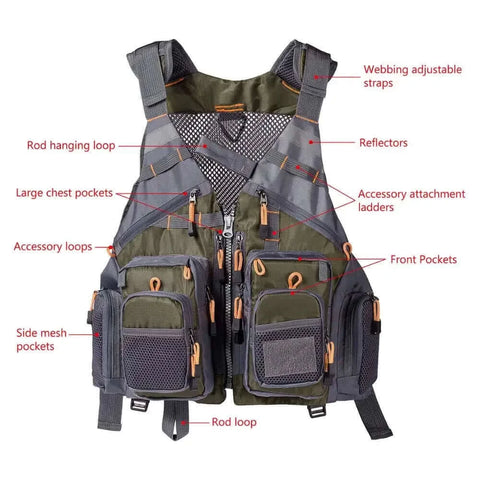 Bassdash Breathable Fishing Vest Outdoor Sports Fly Swimming