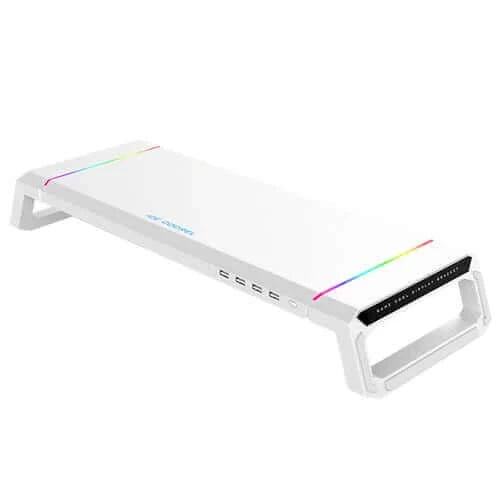 RGB Monitor Stand 4 USB Charging Desk Organizer Bracket Computer.