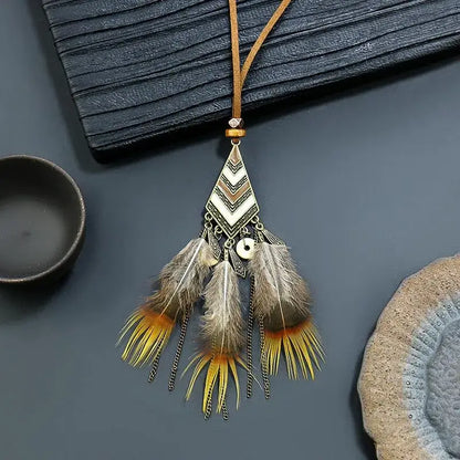 bohemian feather dreamcatcher necklace