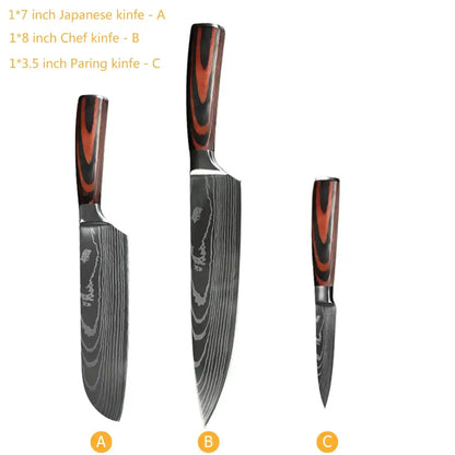 Chef Knife Set: 1-10 Pcs Japanese Damascus Knives