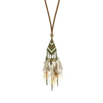 bohemian feather dreamcatcher necklace
