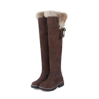 Warm Snow Boots Women 2021 Winter Shoes Suede Knee High Boots Ladies Fashion Low heels Warm Fur h Long Boots Female