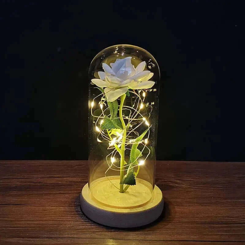 Valentines Day Gift for Girlfriend Eternal Rose LED Light Foil Flower In Glass Cover Mothers Day Wedding favors Bridesmaid Gift