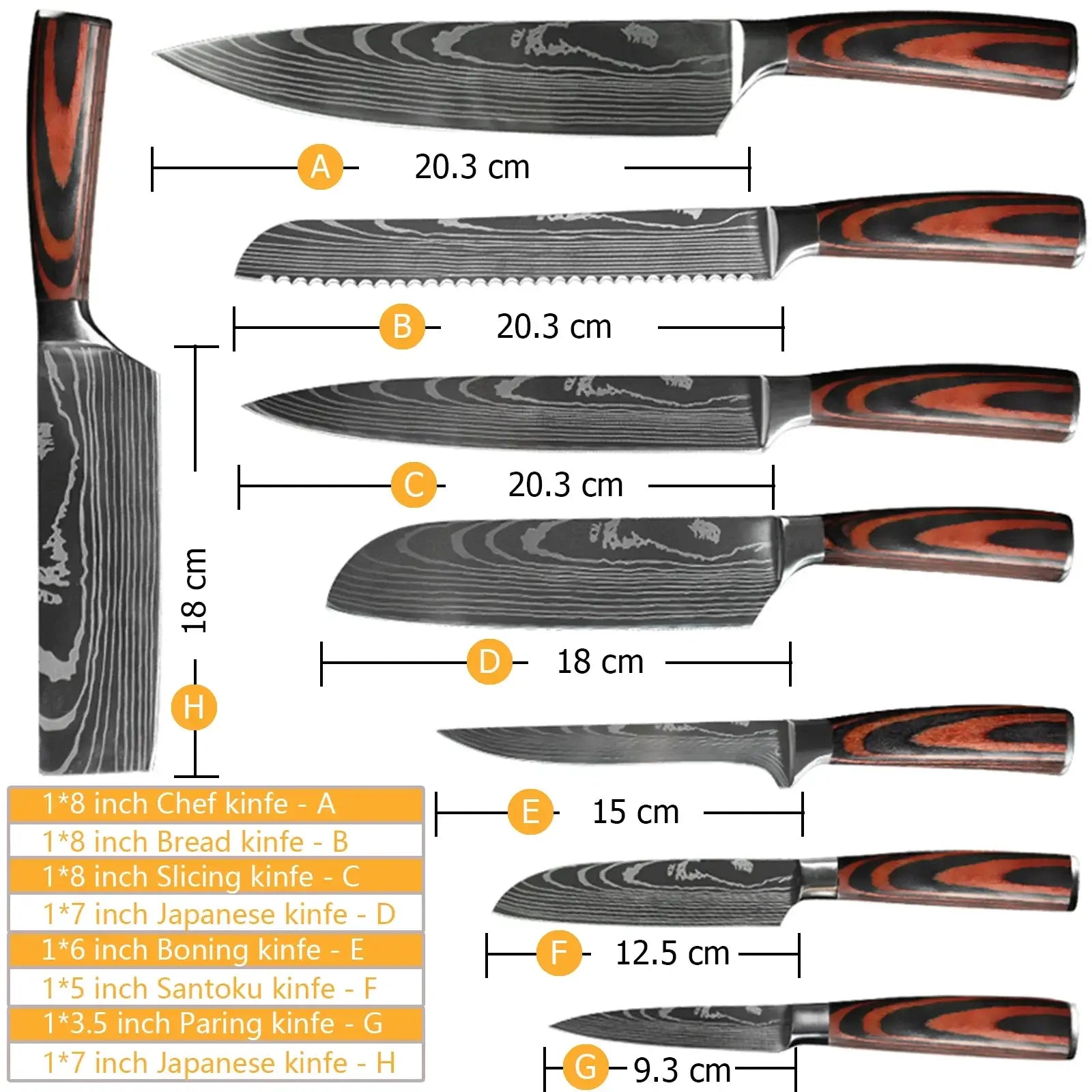 Chef Knife Set: 1-10 Pcs Japanese Damascus Knives
