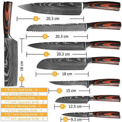 Chef Knife Set: 1-10 Pcs Japanese Damascus Knives