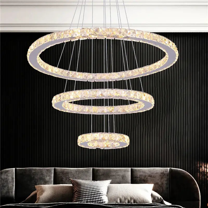 Modern Geometric Crystal LED Pendant Chandelier