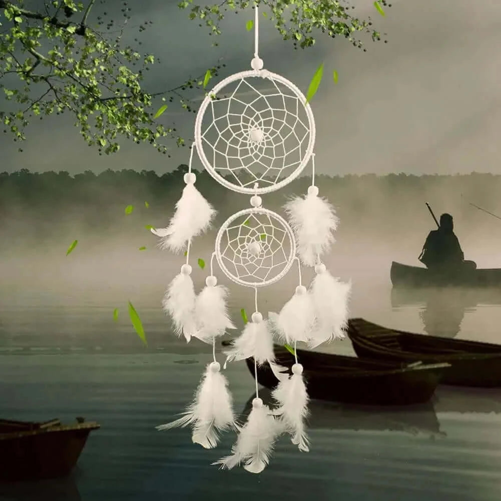 Wind Chimes Handmade Dream Catcher Net With Feathers Wall Hanging.